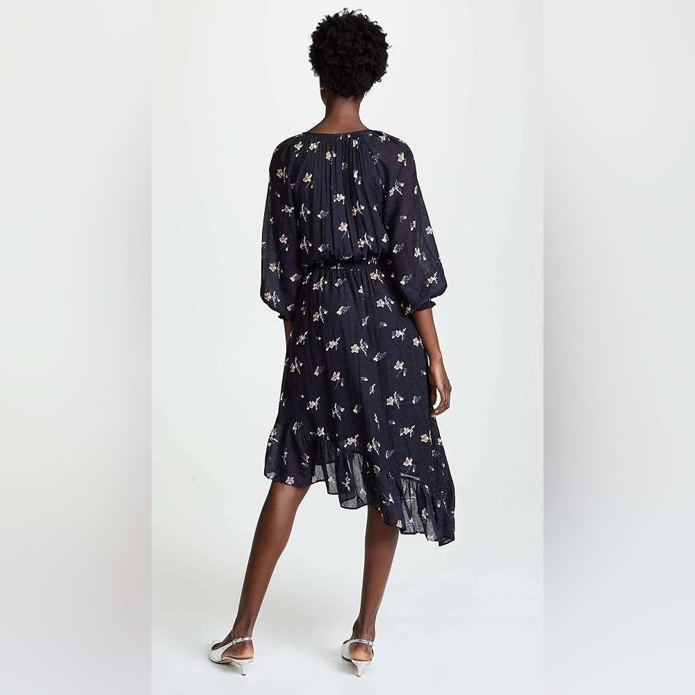 Joie Floral Midi Dress S Navy Boho Wedding Guest Dress NWOT - Picture 3 of 12